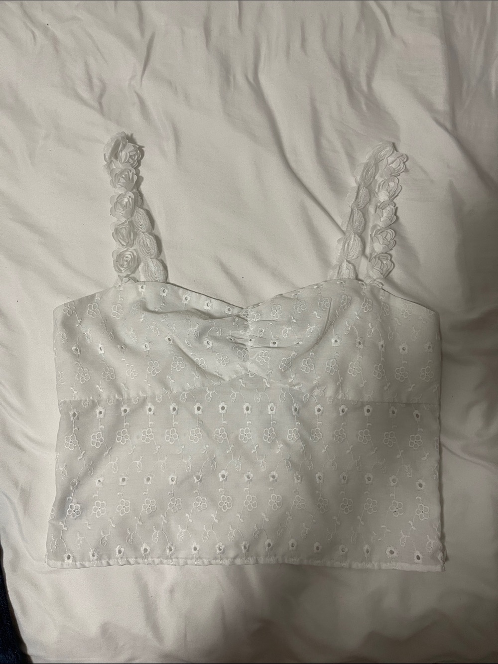 Princess Polly White Eyelet Cropped Camisole